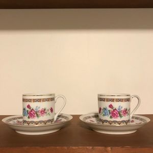 Vintage sets of floral tea cups and saucers